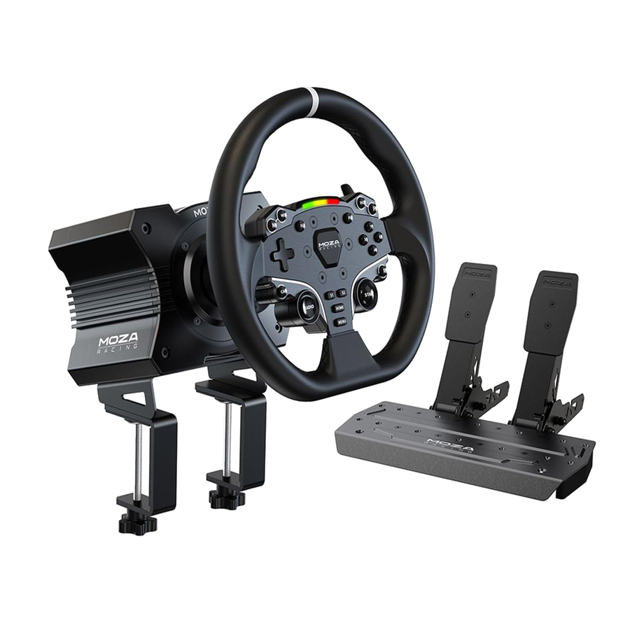 MOZA R5 Bundle complete set — wheel base, ES steering wheel, SR-P Lite